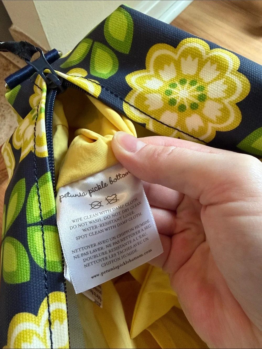 Petunia Pickle Bottom Boxy Convertible Diaper Bag Floral Navy Yellow